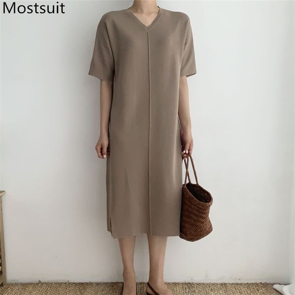 summer korean thin knitted straight sweater dress women short sleeve v-neck loose waist dresses casual vintage vestidos 210518, Black;gray
summer korean thin knitted straight sweater dress women short sleeve v-neck loose waist dresses casual vintage vestidos 210518, Black;gray