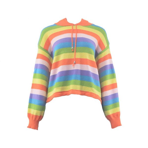 women's sweaters autumn winter women hooded pullover drop shoulder sleeve knitted loose rainbow strip out wear clothing for femal, White;black
women's sweaters autumn winter women hooded pullover drop shoulder sleeve knitted loose rainbow strip out wear clothing for femal, White;black