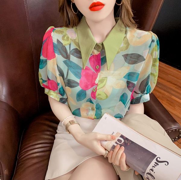 women's blouses & shirts flower short sleeve shirt summer thin 2021 baby collar floral chiffon bubble fashion, White
women's blouses & shirts flower short sleeve shirt summer thin 2021 baby collar floral chiffon bubble fashion, White