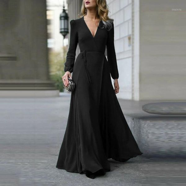 women formal maxi dress deep v neck long sleeve evening party prom gown vintage vestidos spring dresses casual, Black;gray
women formal maxi dress deep v neck long sleeve evening party prom gown vintage vestidos spring dresses casual, Black;gray