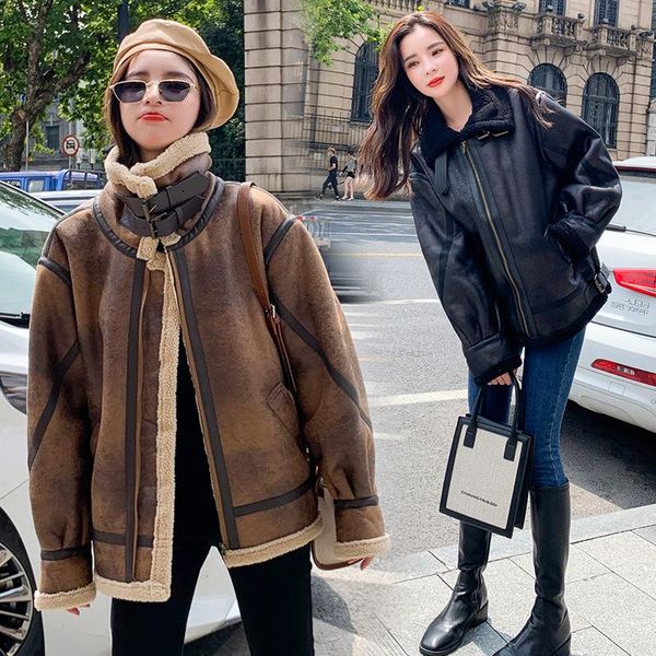 women's jackets 2021 lamb wool coat female autumn and winter fur plus thickening fashion motorcycle clothing, Black;brown
women's jackets 2021 lamb wool coat female autumn and winter fur plus thickening fashion motorcycle clothing, Black;brown