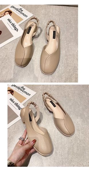 sandals 2021 summer women shoes dress mid heel round head fashion wedding party casual, Black