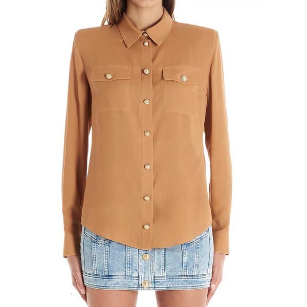 women's blouses & shirts fashion designer long sleeve lion buttons pockets aqrn, White
women's blouses & shirts fashion designer long sleeve lion buttons pockets aqrn, White