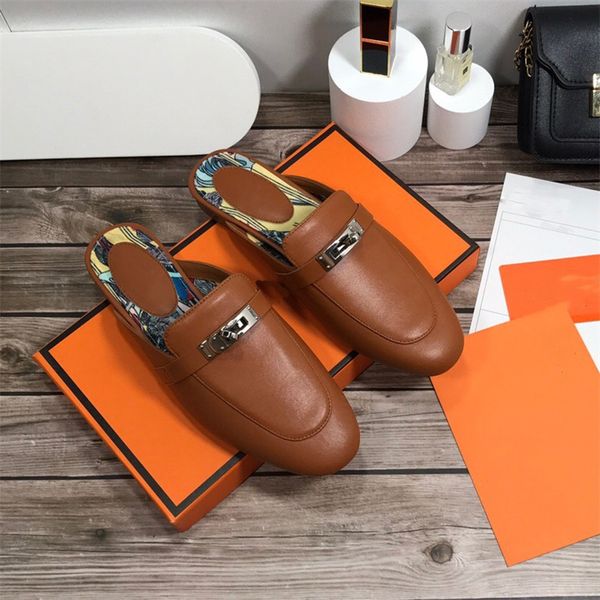 luxury designer women slippers spring fall fashion leather round toe sandals low heel slip-on loafers quality, Black
luxury designer women slippers spring fall fashion leather round toe sandals low heel slip-on loafers quality, Black