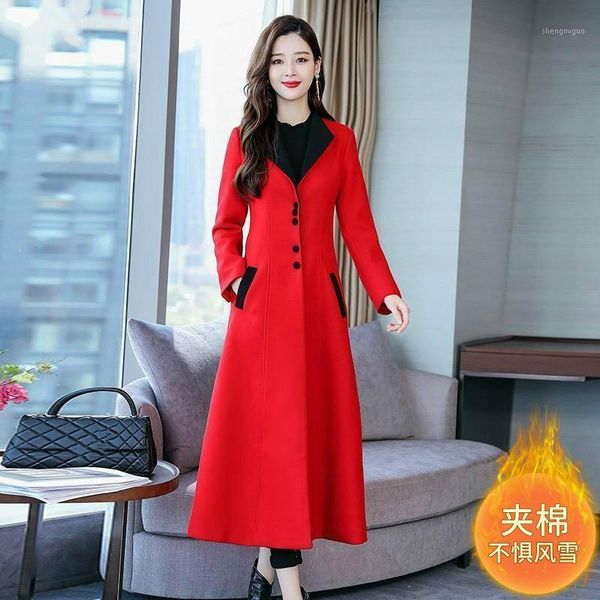 european station high-end temperament coat women's autumn and winter korean style slim thick mid-length wool & blends, Black
european station high-end temperament coat women's autumn and winter korean style slim thick mid-length wool & blends, Black