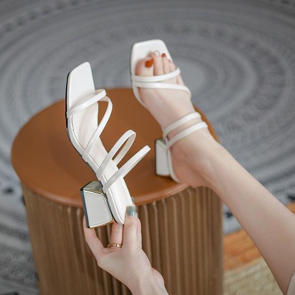 female sandals summer slippers ladies high heels square open toe slides party shoes women for, Black
female sandals summer slippers ladies high heels square open toe slides party shoes women for, Black