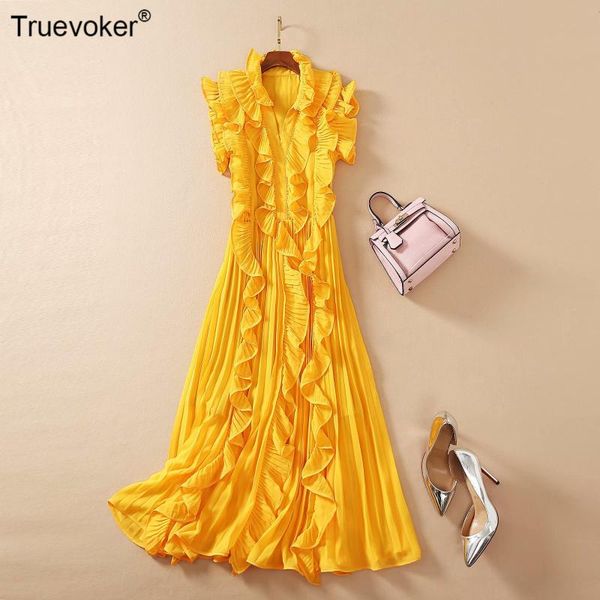 truevoker ladies summer runway fashion robe sleeveless yellow ruffles draped luxury party dress casual dresses, Black;gray
truevoker ladies summer runway fashion robe sleeveless yellow ruffles draped luxury party dress casual dresses, Black;gray