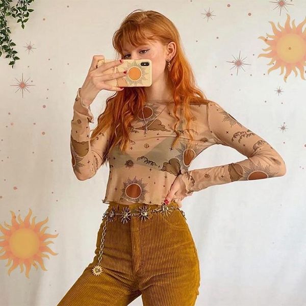 women's t-shirt est arrival women sheer mesh fashion printed see through long sleeve crop party club daily outfits, White
women's t-shirt est arrival women sheer mesh fashion printed see through long sleeve crop party club daily outfits, White