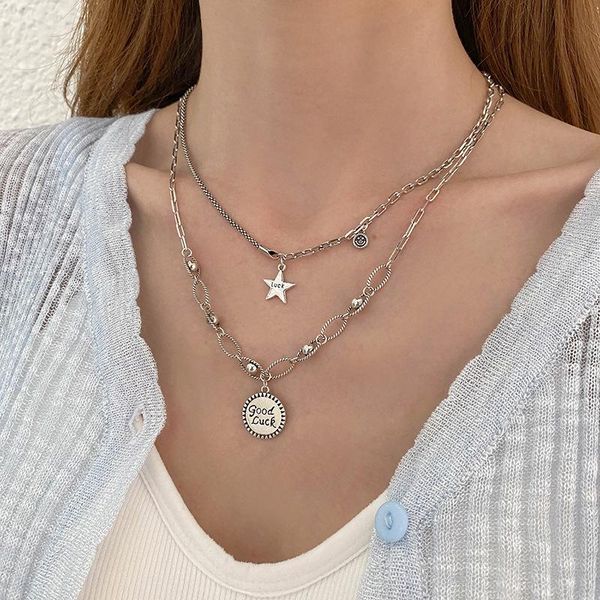 pendant necklaces guangyao european & american simple letter star necklace women's hip hop personality double layer sweater chain, Silver
pendant necklaces guangyao european & american simple letter star necklace women's hip hop personality double layer sweater chain, Silver