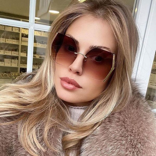 fashion oversized sunglasses women famous design shades rimless sun glasses female square zonnebril dames face-lift uv400, White;black
fashion oversized sunglasses women famous design shades rimless sun glasses female square zonnebril dames face-lift uv400, White;black