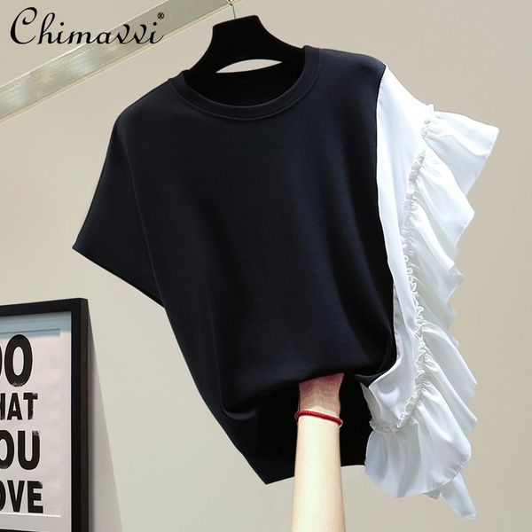 irregular short sleeve women t-shirt 2021 summer loose slimming chiffon stitching casual female vintage shirt women's, White
irregular short sleeve women t-shirt 2021 summer loose slimming chiffon stitching casual female vintage shirt women's, White