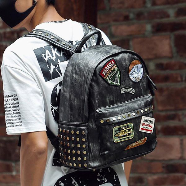 backpack pu leather men preppy style rivet bookbags school bag appliques lapcomputer anti theft waterproof fashion notebook
backpack pu leather men preppy style rivet bookbags school bag appliques lapcomputer anti theft waterproof fashion notebook