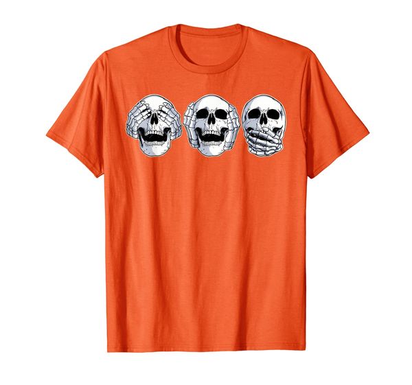 speak no evil, hear no evil, see no evil skull t-shirt, White;black