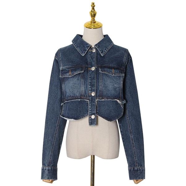 women's jackets 2021 spring temperament street lapel long-sleeved ripped and worn-out design denim short jacket, Black;brown
women's jackets 2021 spring temperament street lapel long-sleeved ripped and worn-out design denim short jacket, Black;brown