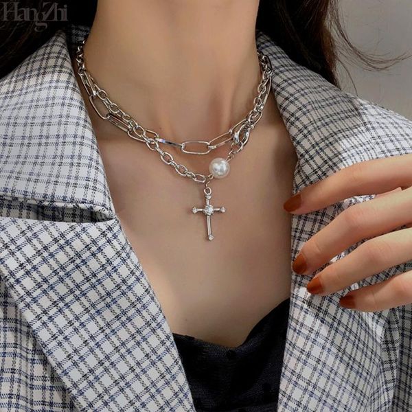 hangzhi 2021 fashion hip hop cross pearl rhinestone metal link chain statement multi layer necklace for women men jewelry pendant necklaces, Silver
hangzhi 2021 fashion hip hop cross pearl rhinestone metal link chain statement multi layer necklace for women men jewelry pendant necklaces, Silver