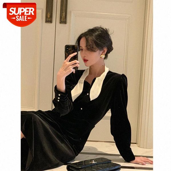 french retro black annual meeting waist thin a-line velvet mid-length dress women's clothing #rf3q, White;black
french retro black annual meeting waist thin a-line velvet mid-length dress women's clothing #rf3q, White;black