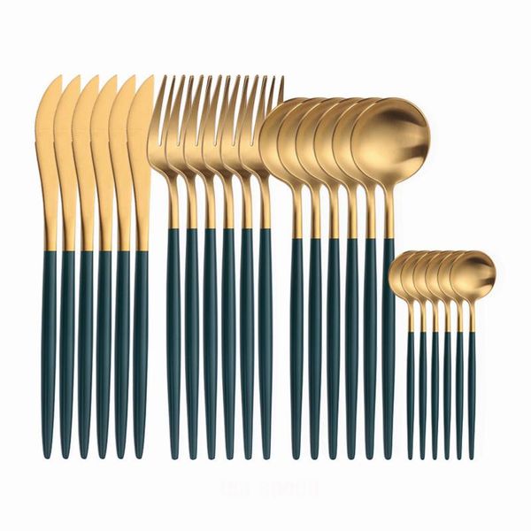 dinnerware sets kitchen tableware stainless steel cutlery complete fork spoons knives set 24 pieces green gold drop
dinnerware sets kitchen tableware stainless steel cutlery complete fork spoons knives set 24 pieces green gold drop