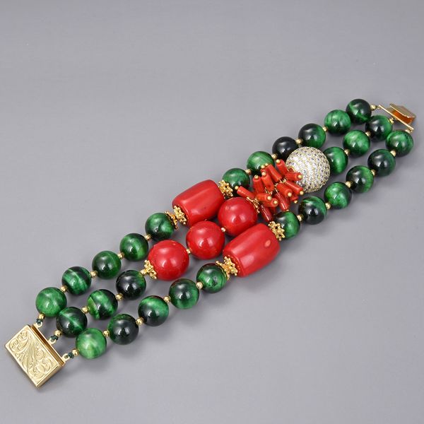 guaiguai jewelry 3 strands green tigers eye red coral cz pave beads bracelet for women real lady fashion jewellry, Black
guaiguai jewelry 3 strands green tigers eye red coral cz pave beads bracelet for women real lady fashion jewellry, Black