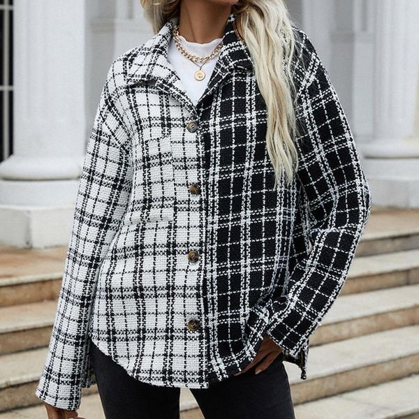 women's jackets 2021 autumn long sleeve coat cardigan plaid ladies shirt winter clothes vintage stitching breasted korean varsity jacke, Black;brown
women's jackets 2021 autumn long sleeve coat cardigan plaid ladies shirt winter clothes vintage stitching breasted korean varsity jacke, Black;brown