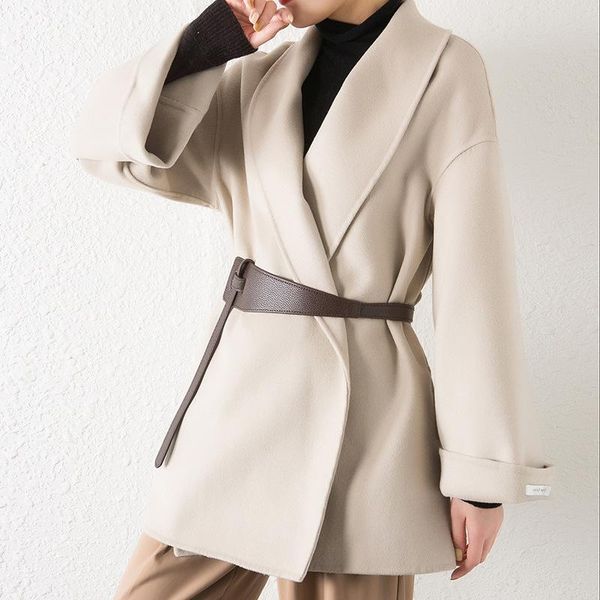 women's wool & blends 2021 loose double faced coat short hepburn belt woolen small man autumn winter, Black
women's wool & blends 2021 loose double faced coat short hepburn belt woolen small man autumn winter, Black