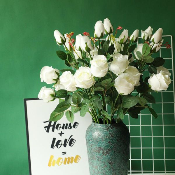 decorative flowers & wreaths 5 heads long stem silk rose wedding decoration artificial fake plastic branches with leaves home el decor
decorative flowers & wreaths 5 heads long stem silk rose wedding decoration artificial fake plastic branches with leaves home el decor