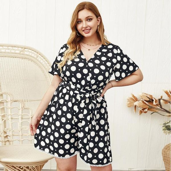 plus size short jumpsuit casual summer bohemian polka dot print v-neck belt beach fashion loose women 4xl women's jumpsuits & rompers, Black;white
plus size short jumpsuit casual summer bohemian polka dot print v-neck belt beach fashion loose women 4xl women's jumpsuits & rompers, Black;white