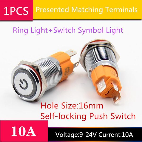 smart home control 1pcs yt1787 hole size 16mm metal self-locking push switch voltage 9-24v current 10a ring light+switch symbol light button
smart home control 1pcs yt1787 hole size 16mm metal self-locking push switch voltage 9-24v current 10a ring light+switch symbol light button