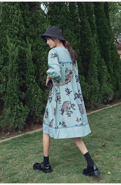 a line woman vintage new summer clothes chic half sleeve o neck loose printed dress women vestidos, Black;gray
a line woman vintage new summer clothes chic half sleeve o neck loose printed dress women vestidos, Black;gray