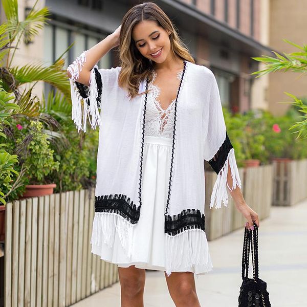 beach cover ups women hand hook crochet stitching loose white tassel swimsuit up blouse sunscreen clothing drop women's swimwear, White;black
beach cover ups women hand hook crochet stitching loose white tassel swimsuit up blouse sunscreen clothing drop women's swimwear, White;black