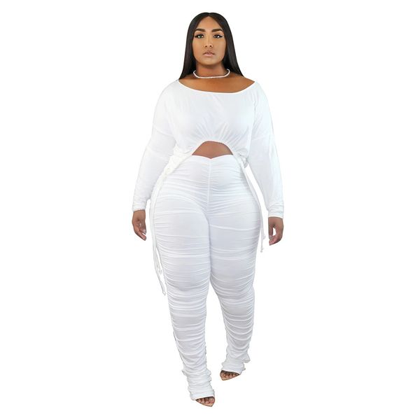women two piece outfits casual drawstring long sleeve crop stacked pants two piece set tracksuit women conjuntos de mujer 210414, White
women two piece outfits casual drawstring long sleeve crop stacked pants two piece set tracksuit women conjuntos de mujer 210414, White