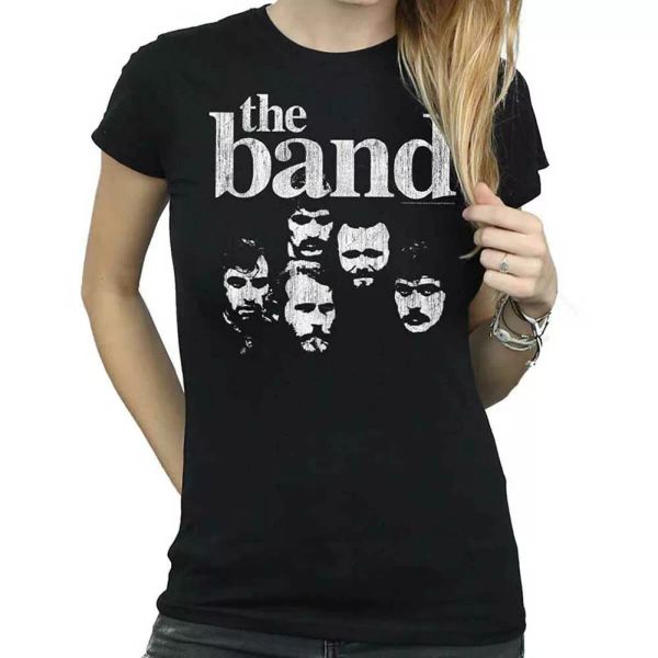 ladies the band faces licensed women ladies t-shirt, White;black