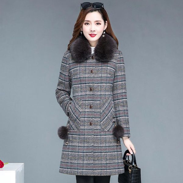women's wool & blends fashion temperament plaid tweed coat for women in autumn and winter of 2021, Black
women's wool & blends fashion temperament plaid tweed coat for women in autumn and winter of 2021, Black