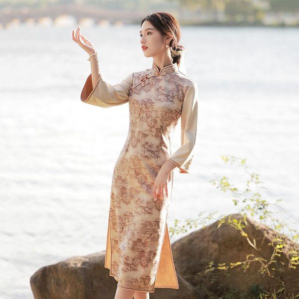 ethnic clothing cheongsam 2021 autumn and winter long sleeve suede elegant high-end temperament retro inverted large, Red
ethnic clothing cheongsam 2021 autumn and winter long sleeve suede elegant high-end temperament retro inverted large, Red