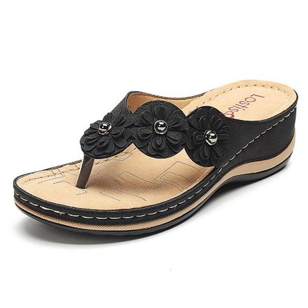 slippers women 2022 summer flowers flip-flops casual wedges shoes retro slip-on beach sandalias mujer 35-43, Black 
slippers women 2022 summer flowers flip-flops casual wedges shoes retro slip-on beach sandalias mujer 35-43, Black