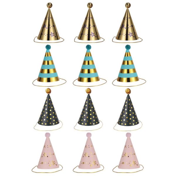 party hats 12pcs children adults birthday gilding paper pointed caps
party hats 12pcs children adults birthday gilding paper pointed caps