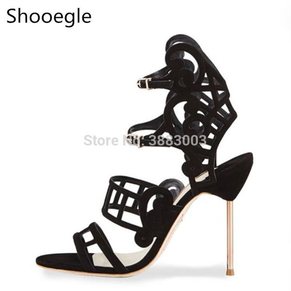 fashion black double buckle strap metal high heel women sandals cut out open toe thin pumps for party dress
fashion black double buckle strap metal high heel women sandals cut out open toe thin pumps for party dress