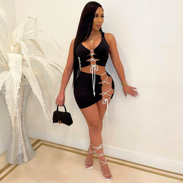 women dress sets two piece summer strapless lace up crop bandage mini skirts suit outfit party club matching set, Black;gray
women dress sets two piece summer strapless lace up crop bandage mini skirts suit outfit party club matching set, Black;gray