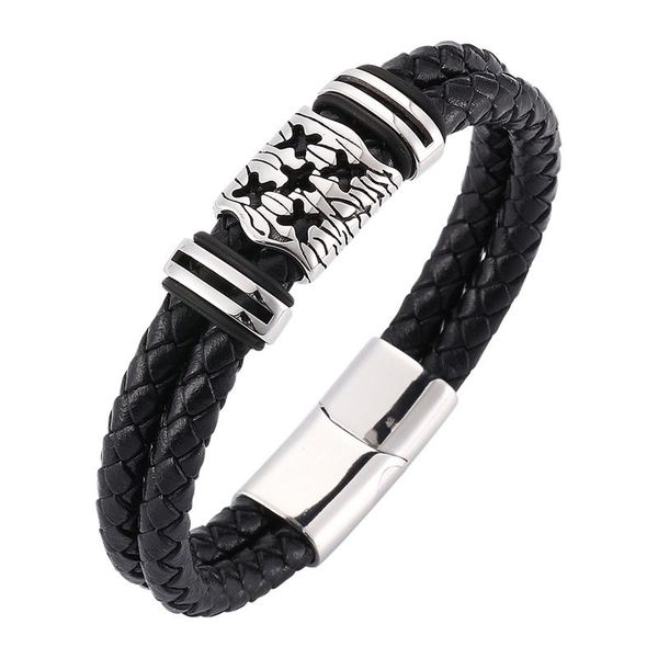 charm bracelets fashion men jewelry double black braided leather bracelet trendy stainless steel magnetic clasp cool man wristband punk sp00, Golden;silver
charm bracelets fashion men jewelry double black braided leather bracelet trendy stainless steel magnetic clasp cool man wristband punk sp00, Golden;silver