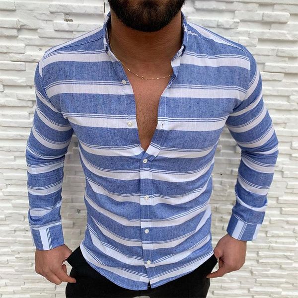 men's casual shirts lapel stripe printed long sleeve shirt fashion loose holiday clothing fall 2021, White;black
men's casual shirts lapel stripe printed long sleeve shirt fashion loose holiday clothing fall 2021, White;black