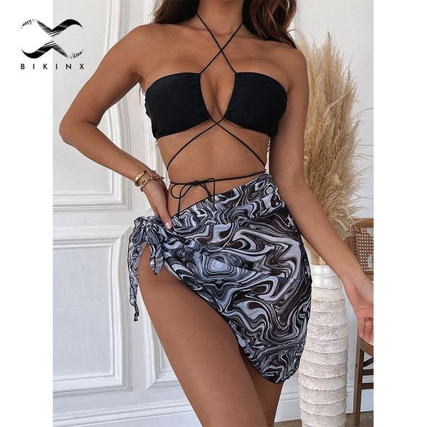 women's swimwear 3 pieces mesh skirt swimsuit women hollow out bandeau bikini 2021 high cut female bathing suit string swimming, White;black
women's swimwear 3 pieces mesh skirt swimsuit women hollow out bandeau bikini 2021 high cut female bathing suit string swimming, White;black