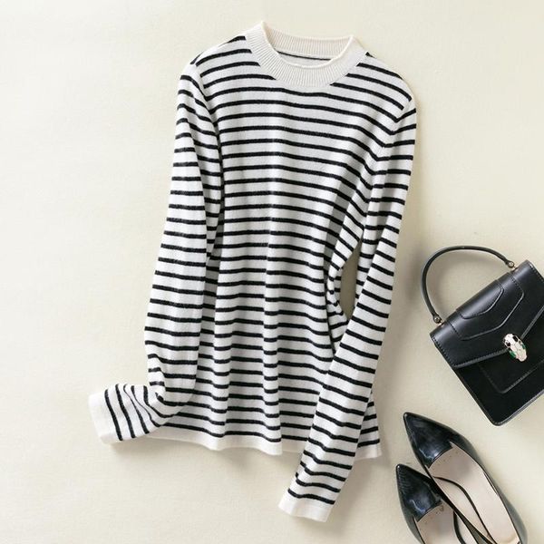 women's sweaters bareskiy ladies sweater o-neck cashmere knit pullover striped slim short coat stretch soft base, White;black
women's sweaters bareskiy ladies sweater o-neck cashmere knit pullover striped slim short coat stretch soft base, White;black