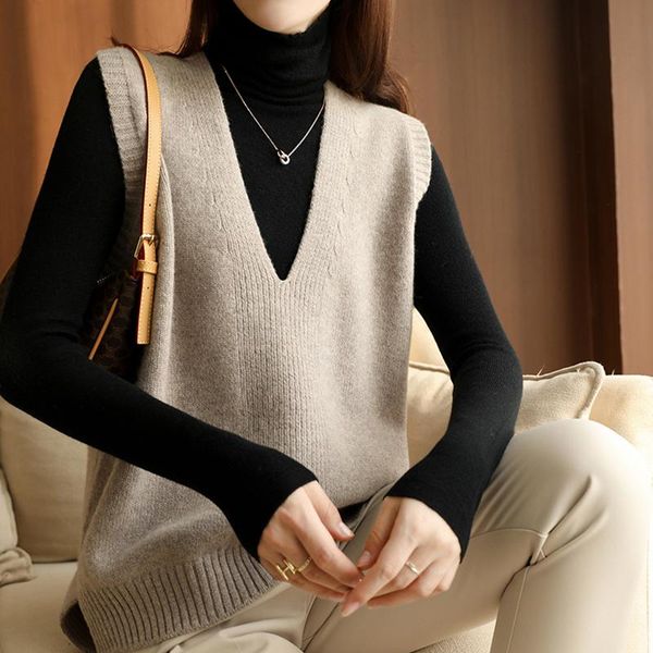 women's sweaters autumn winter knitted women sweater vest 2021 v-neck loose jumper sleeveless pullover soft 16360, White;black
women's sweaters autumn winter knitted women sweater vest 2021 v-neck loose jumper sleeveless pullover soft 16360, White;black