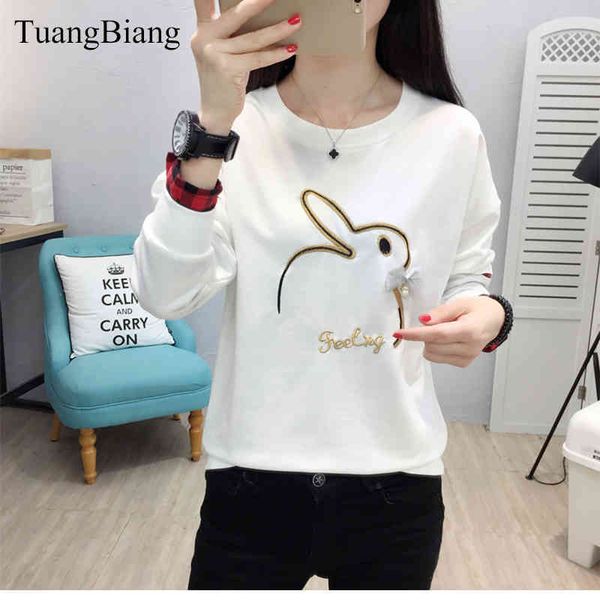 tuangbiang autumn embroidery rabbit t shirts woman long sleeve beading loose female plus size winter camiseta mujer, White
tuangbiang autumn embroidery rabbit t shirts woman long sleeve beading loose female plus size winter camiseta mujer, White