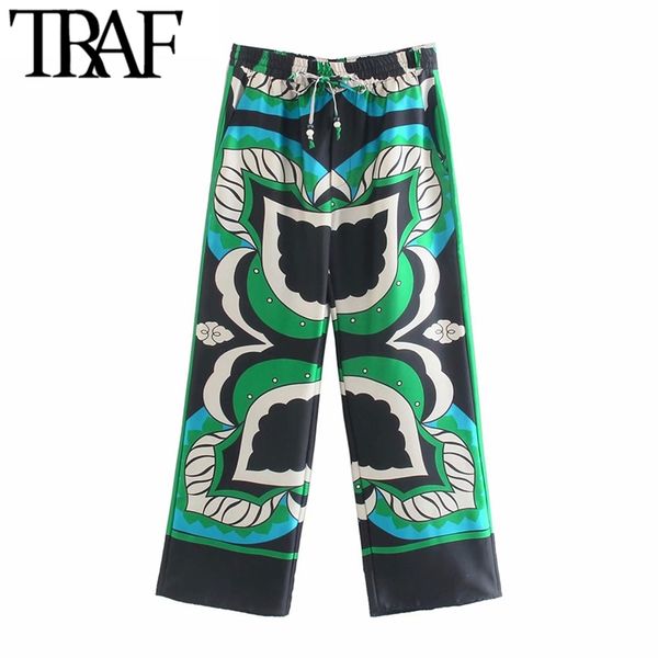 traf women fashion side pockets printed wide leg pants vintage high elastic waist drawstring female ankle trousers mujer 210826, Black;white
traf women fashion side pockets printed wide leg pants vintage high elastic waist drawstring female ankle trousers mujer 210826, Black;white