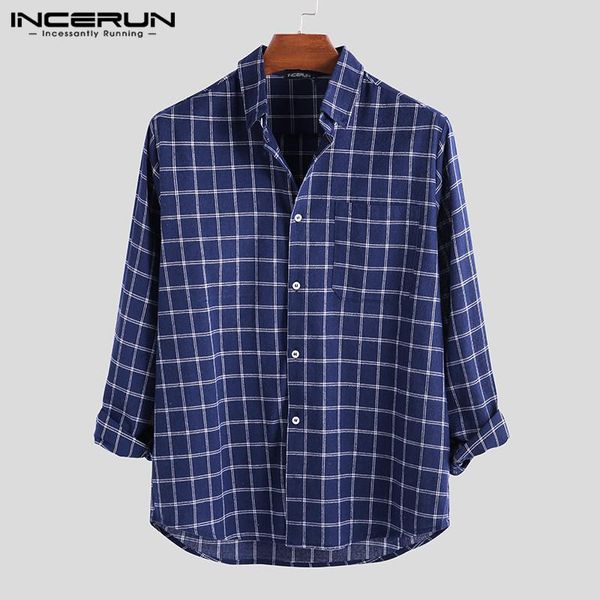 men's casual shirts 2021 fashion shirt men long sleeve plaid button lapel neck streetwear camisa chic brand business s-5xl incerun, White;black
men's casual shirts 2021 fashion shirt men long sleeve plaid button lapel neck streetwear camisa chic brand business s-5xl incerun, White;black