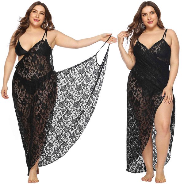 women's plus size large perspective lace irregular multi-function sling beach f6087
women's plus size large perspective lace irregular multi-function sling beach f6087