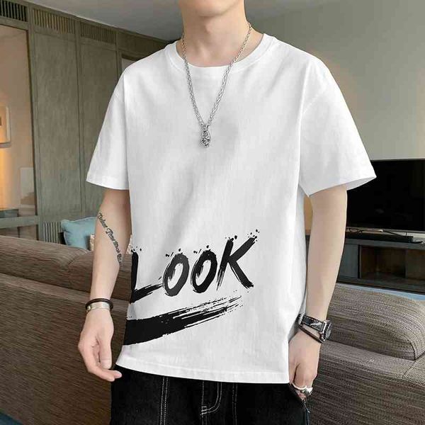 short t-shirt men's bf loose guochao brand versatile round neck youth popular half sleeve printing, White;black
short t-shirt men's bf loose guochao brand versatile round neck youth popular half sleeve printing, White;black