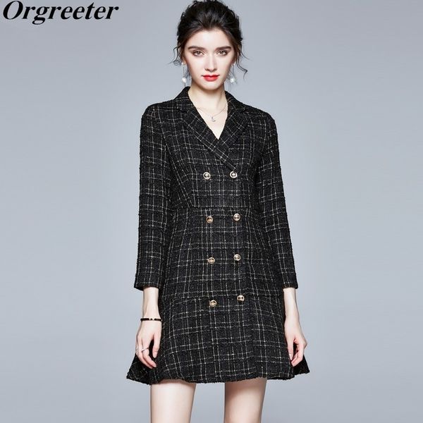 retro tweed plaid jacket dress female fall winter temperament double-breasted notched collar mermaid mini woolen 210525, Black;gray
retro tweed plaid jacket dress female fall winter temperament double-breasted notched collar mermaid mini woolen 210525, Black;gray