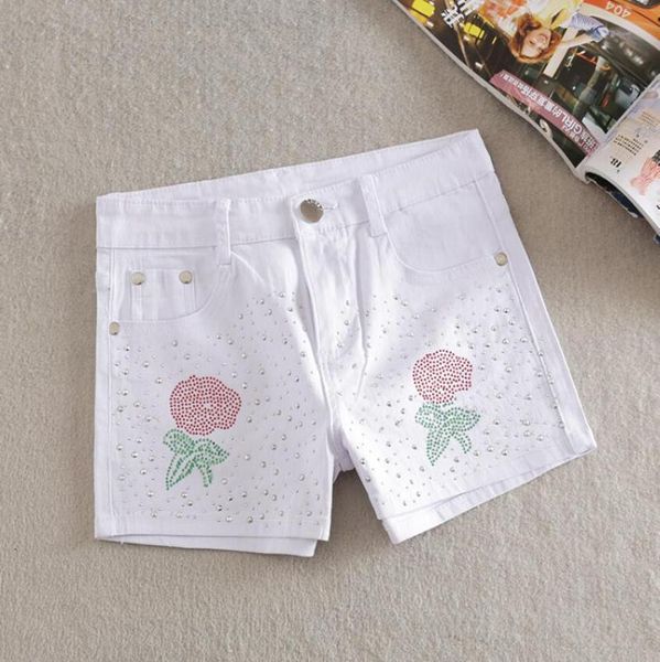 women's shorts 2021 summer denim women plus size drilling slim jean female casual spodenki damskie p2316, White;black
women's shorts 2021 summer denim women plus size drilling slim jean female casual spodenki damskie p2316, White;black