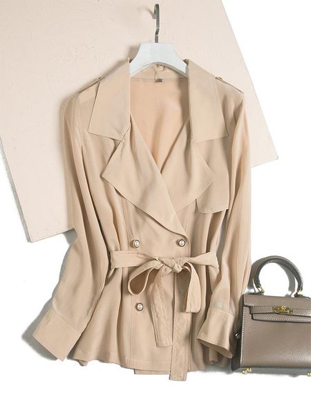 women's trench coats light hanging soft ol wind 100% natural mulberry silk windbreaker lace up clothing early autumn coat, Tan;black
women's trench coats light hanging soft ol wind 100% natural mulberry silk windbreaker lace up clothing early autumn coat, Tan;black